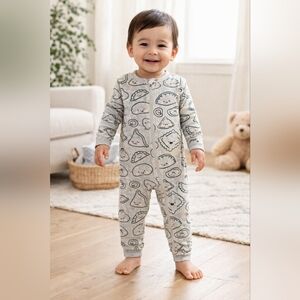 Cat & Jack Boy Girl Long Sleeve Zip Up Footless Happy Dumpling PJs Sz 2T